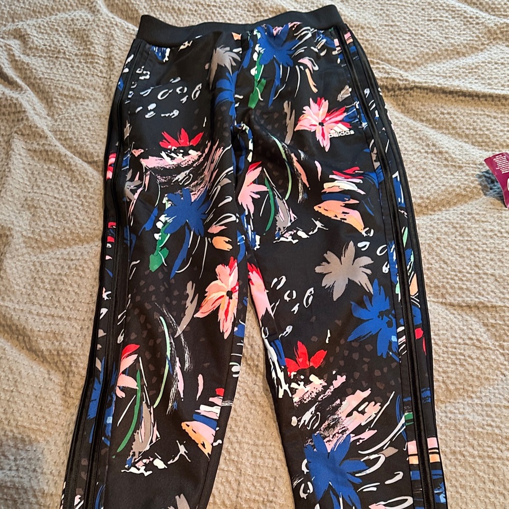 adidas Kids Black Floral Joggers